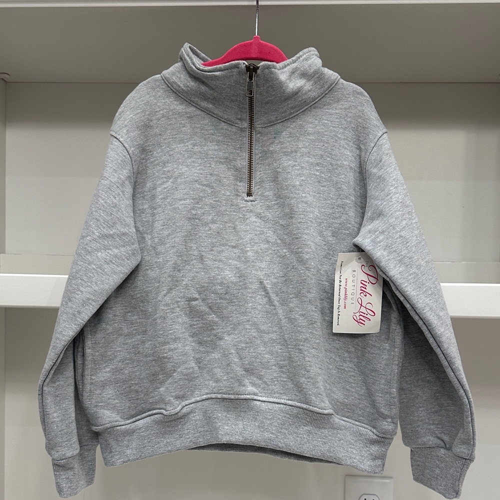 Ellie 0 girls size 5/6 Gray Half-Zip Sweatshirt.  New
